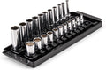 TEKTON 1/4 Inch Drive 12-Point Socket Set, 22-Piece | SHD90213 | (5/32 - 9/16 in.), Shallow and Deep, Socket Rail