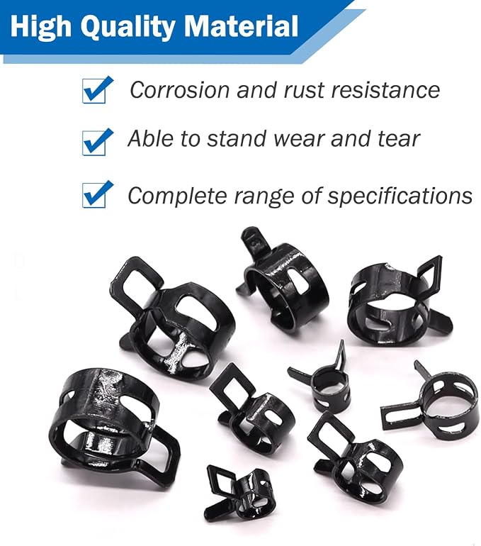 Tnisesm 81Pcs Spring Band Hose Clamps Assortment Kits with Hose Clamp Pliers Silicone Vacuum Hose Pipe Clamp 7mm 9mm 10mm 11mm 14mm 15mm 16mm 18mm Low Pressure Air Clip Clamp
