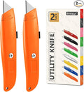 DIYSELF 2Pack Utility Knife Box Cutter Retractable Blade Heavy Duty PVC Pipe Cutter(Orange)