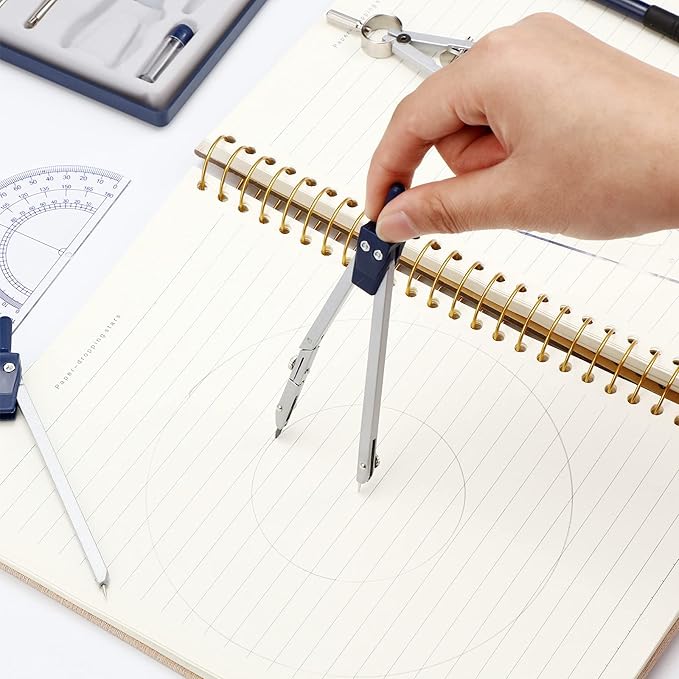 Outus 13 Pcs Geometry Set for Students Math Protractor Compass with Rulers Mechanical Pencil Lead Refills Storage Box of Protractors Kit for School Class Student Drafting Drawing