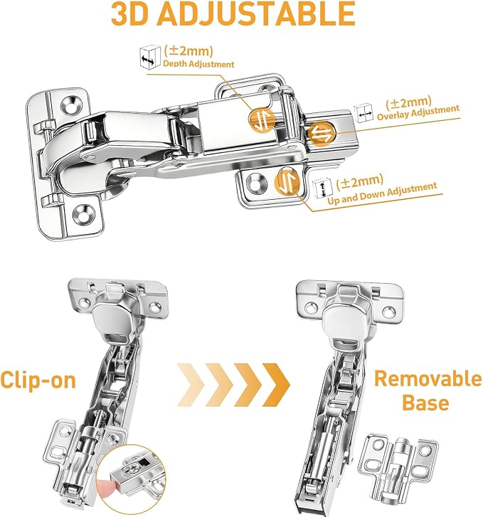 TamBee 1/2 Inch Overlay 175 Degree Cabinet Door Hinges 48mm Frameless Soft Close Lazy Susan Hinges for Corner Kitchen Adjustable,2 Pcs/1 Pair (Half Overlay)