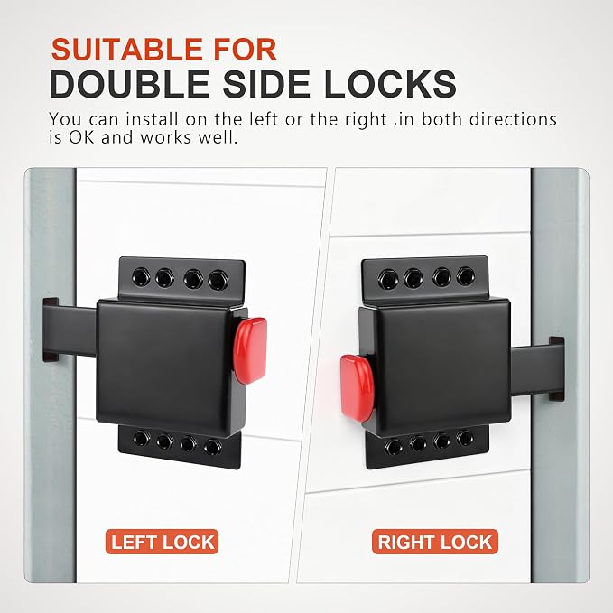 Heavy Duty Standard Garage Door Side Lock Inside Deadlock for Most Garage Door Iron Galvanizing -1 Pack, Black