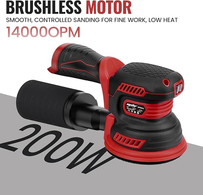 5'' Brushless Cordless Random Orbital Sander Compatible with Milwaukee 12V Battery(Tool Only) Electric 14000OPM Palm Sander with Dust Bag,3 Variable Speed, 10 Sandpapers, for Sanding,Woodworking,Metal