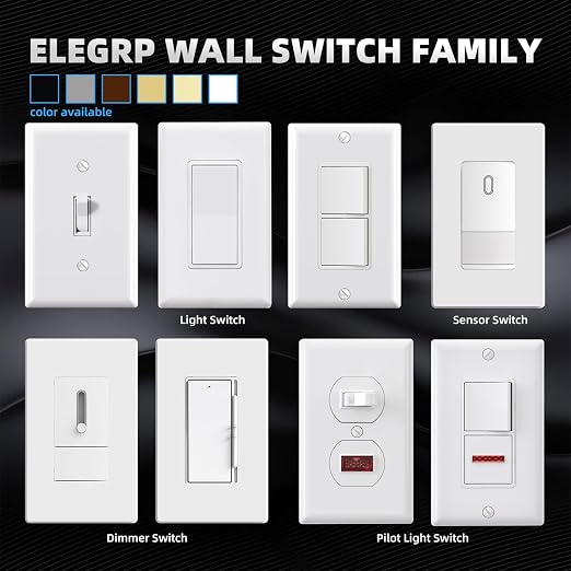 ELEGRP 3 Way Decorator Light Switch, 15Amp, 120-277 Volt, AC Rocker Paddle Wall Switch Replacement, Self-Grounding, Residential Grade, Screwless Wall Plate, UL Listed (20 Pack, Glossy White)