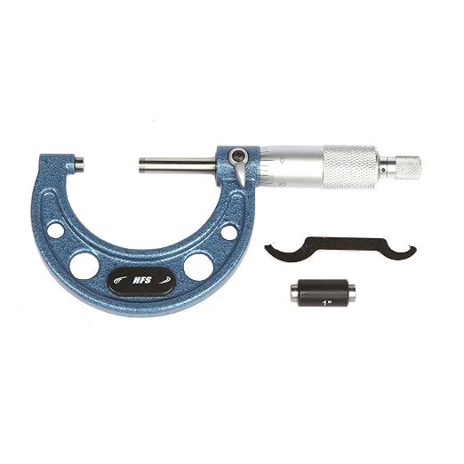 HFS(R) Outside Micrometer with 0.0001" Accuracy, Carbide Anvil and Laser-Etched Scale (1-2"x0.0001", Classic Ratchet)
