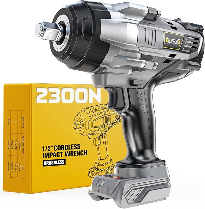 DIYtoolifz Cordless Impact Wrench 1/2" Compatible with DeWalt 20V Battery, 1700 Ft-lbs (2300 Nm) High Torque Impact Driver, Electric Impact Gun with 4 Modes & LED Light for Car, Truck(Bare Tool)