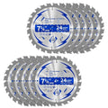 10 Pack 7-1/4 Inch 24T Circular Saw Blade for Wood 5/8" Arbor | TCT ATB Saw Blades for Cutting Various Wood, Plastic Plastic, PVC, Acrylic and Composite Materials