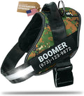 Personalized Dog Harness with Custom Name Patches, Adjustable Reflective No Choke Dog Vest with Handle for Extra Large Dog, Military Green, XL