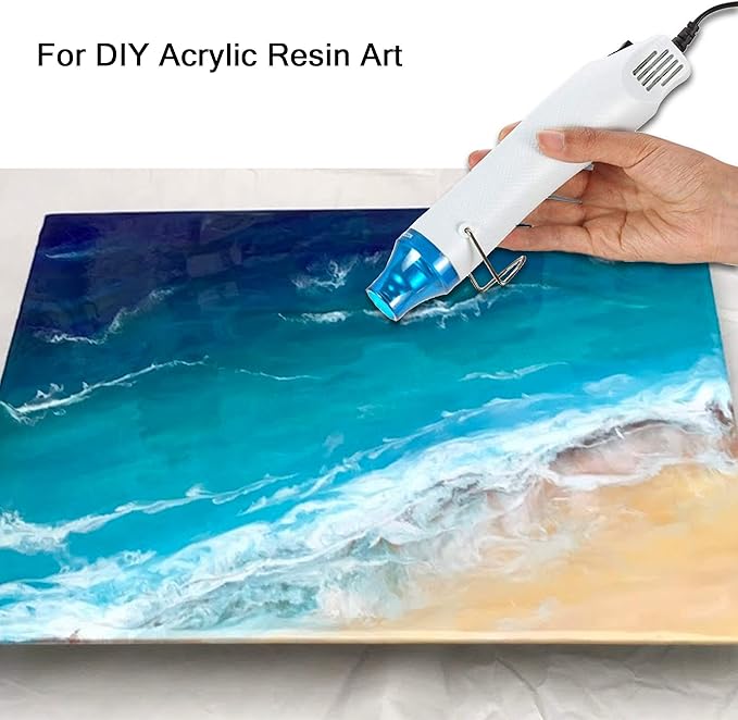 Bubble Removing Tool for Epoxy Resin and Acrylic Art, DIY Glitter Tumblers, Specially-Designed Heat Gun for Making Acrylic Resin Travel Mugs Tumblers to Remove Air Bubbles (White)