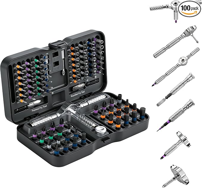 VMAN Ratchet Screwdriver Set, magnetic Screwdriver sets, S2 Steel Bits, DIY Combination Flexible Shaft, Suitable for Furniture Assembly, Precision Electrical Appliance Repair, Bicycle Tools