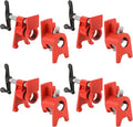 3/4" Wood Gluing Pipe Clamp Set with Unique Foot Design Red Heavy Duty Bar Clamps Cast Iron Quick Release Pipe Clamp Tools for Woodworking (4pc, 3/4" with foot)