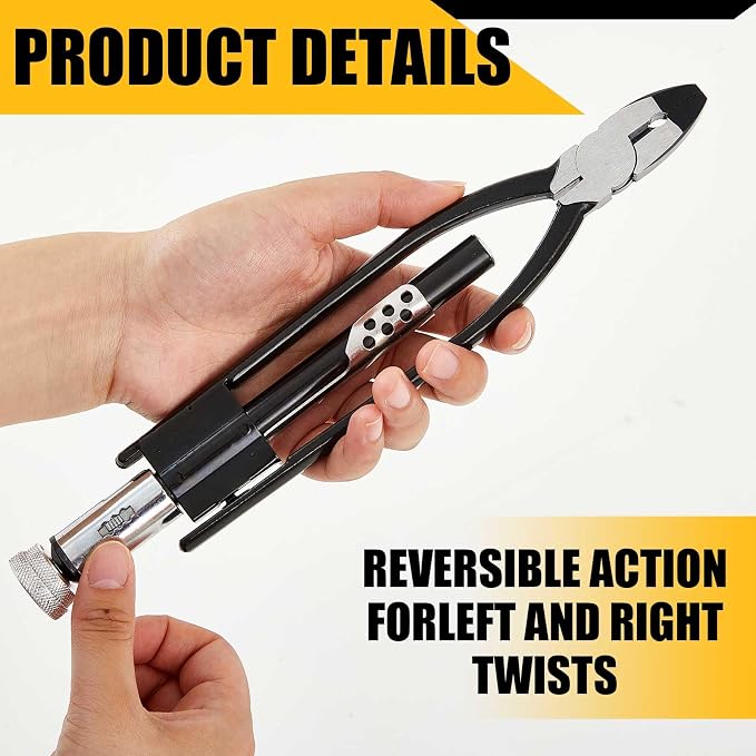 Reversible Safety Wire Twister Pliers Left and Right Twists Aircraft Wire Twisting Tool Automatic Metal Lock Twister for Aircraft Automobile Industry(1 Pcs,6 Inch)
