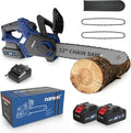 NANWEI Battery Chainsaw 12 inch, Brushless Motor, 2 x4.0Ah Batteries and Charger, Auto Oiling, Tool-Less Adjustment, Battery Powered Chainsaw For Wood,Tree Cutting (With Batteries)