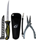 Gambler danco Aluminum Fishing Pliers and Fillet Knife Set, 7.5 Inch Pliers with Tungsten Carbide Cutters, 7 Inch Knife