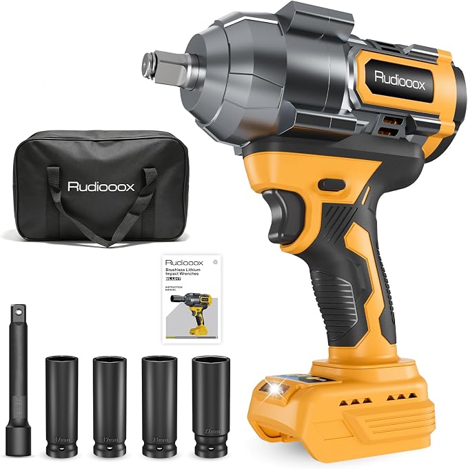 Impact Wrench Compatible with DeWalt Battery -1107Ft-lbs(1500N.m) | Impact Driver, 1/2" Impact Gun 3-Speed High Torque Power Tool for Home Car Pickup Truck RV Mower (No Battery)