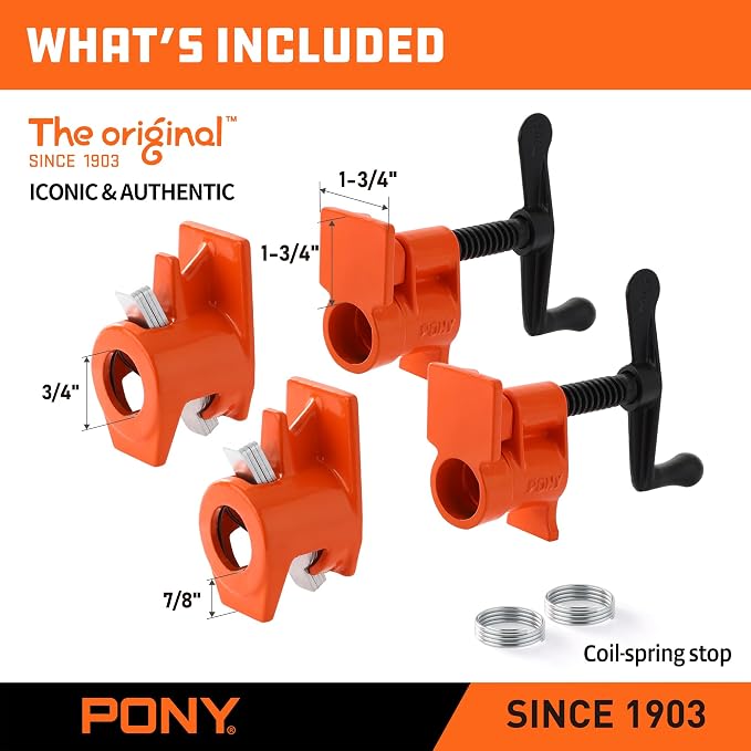 PONY ORIGINAL 2-Pack 50 Wood Gluing Pipe Clamp Fixture for 3/4 Inch Black Pipe