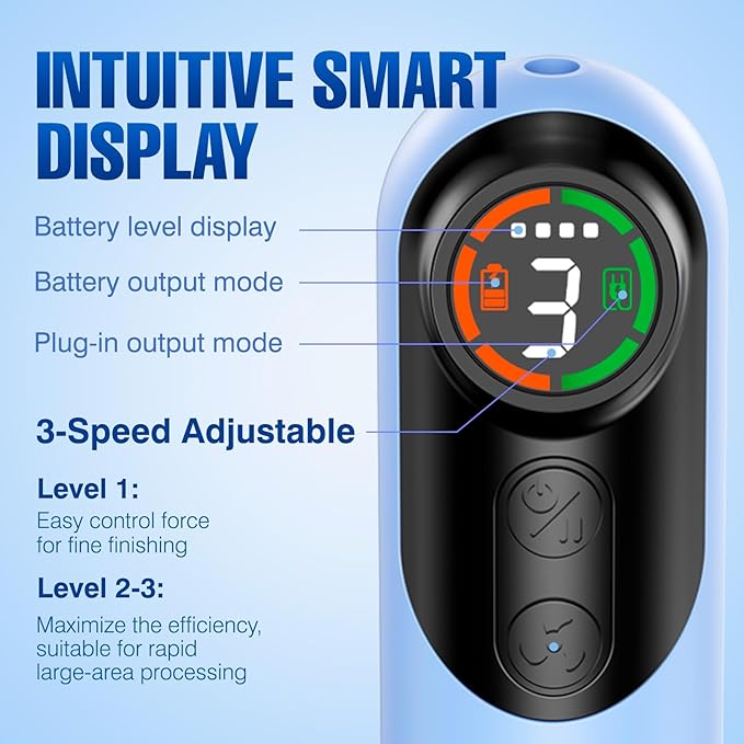 LET'S RESIN 4-in-1 Electric Resin Sanders and Polisher, 2000mAh*2 Large Battery Capacity, Powerful 3-Speed, LCD Display, Compact and Lightweight for Resin Grinding, Glass, Metal, Jade,etc