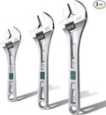 SK 3-Piece Adjustable Wrench Set, 6", 8", 10", SAE & Metric Scales | X-Frame Handle, Precision Jaw, Heat Treated CR-V Steel, Chrome-Plated Rust Resistant Finish