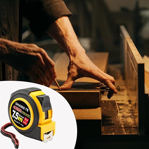 Tape Measure 25 ft, Steel Measuring Tape Retractable, 25-Foot Basics Self-Locking Measurement Tape, Self Lock Auto Tape Rule Imperial/Metric Measure for Body Measurements