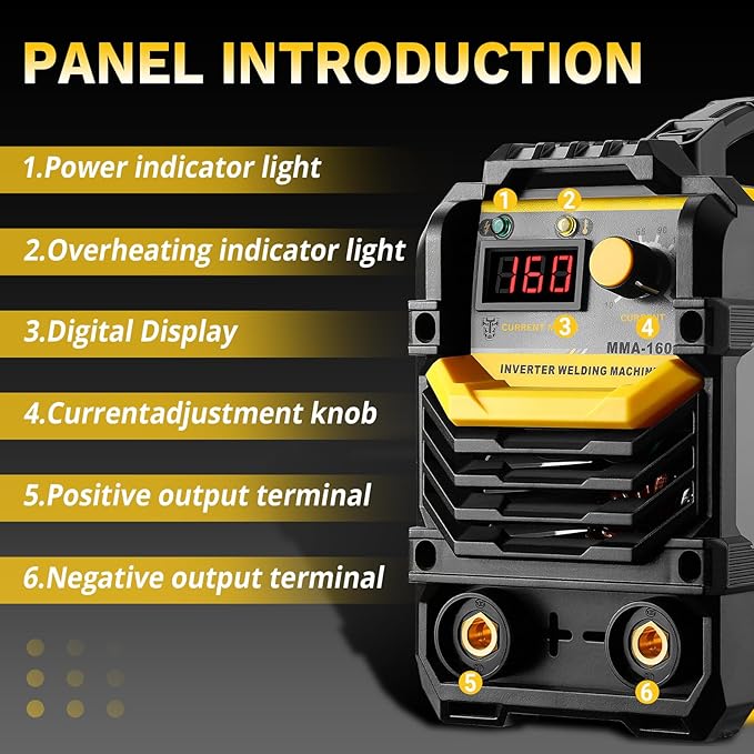 DEKOPRO 110/220V MMA Welder,160A ARC Welder Machine IGBT Digital Display LCD Hot Start Welder with Electrode Holder,Work Clamp, Input Power Adapter Cable and Brush