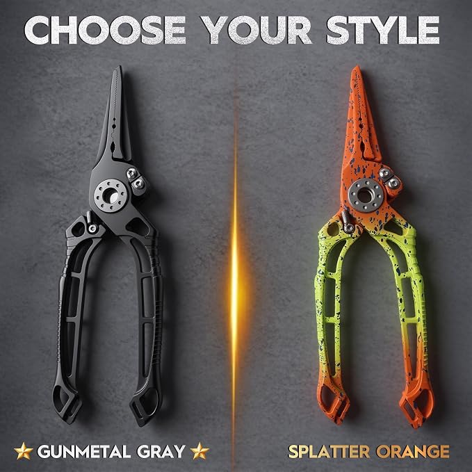 BasicGear Pro Fishing Pliers, 17-4PH Steel, 8 in, Gunmetal Gray