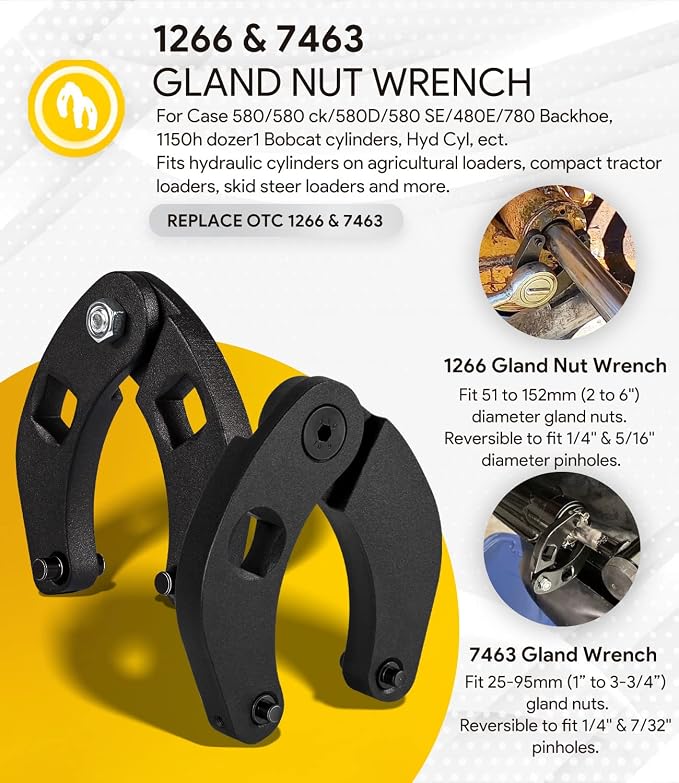 3 Pack Hydraulic Seal Installation Tools & 1266 Adjustable Gland Nut Wrench & 7463 Small Universal Gland Wrench, Hydraulic Cylinder Spanner Wrench Piston Repair Seal Kit, Farm & Construction Equipment
