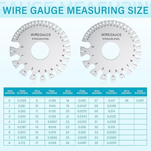 Weewooday 2 Pcs Wire/Metal Sheet Thickness Gauge Metal Tool Stainless Steel Welding One Sided Material Thickness Gauge Plated Size Inspection Tool