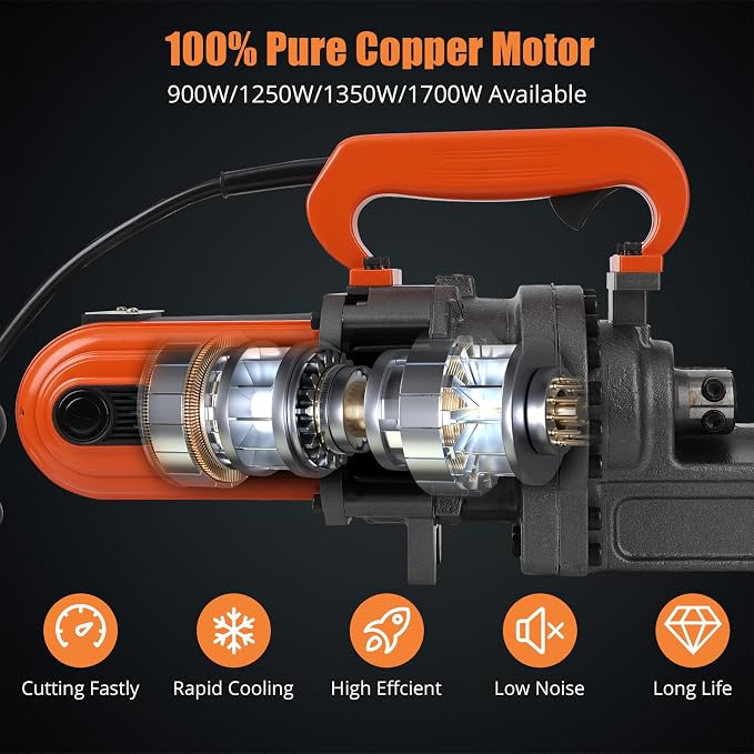 Electric Hydraulic Rebar Cutter Tool, 1700W Cutting up to 1 Inch #8 4-25mm Rebar Steel within 5 Seconds,110V, with Blades & Easy Carry Stainless Box (1700W RC-25)