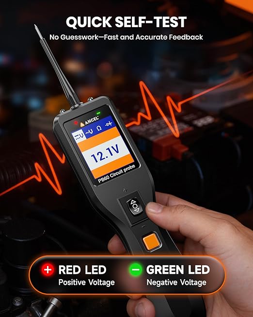ANCEL PB60 Power Circuit Probe Tester, 12-24V Power Circuit Probe Tool, All-in-One Electrical System Probe with Component Activation, Short Finder, Digital Multimeter Ohmmeter for Cars Trucks RVs ﻿﻿