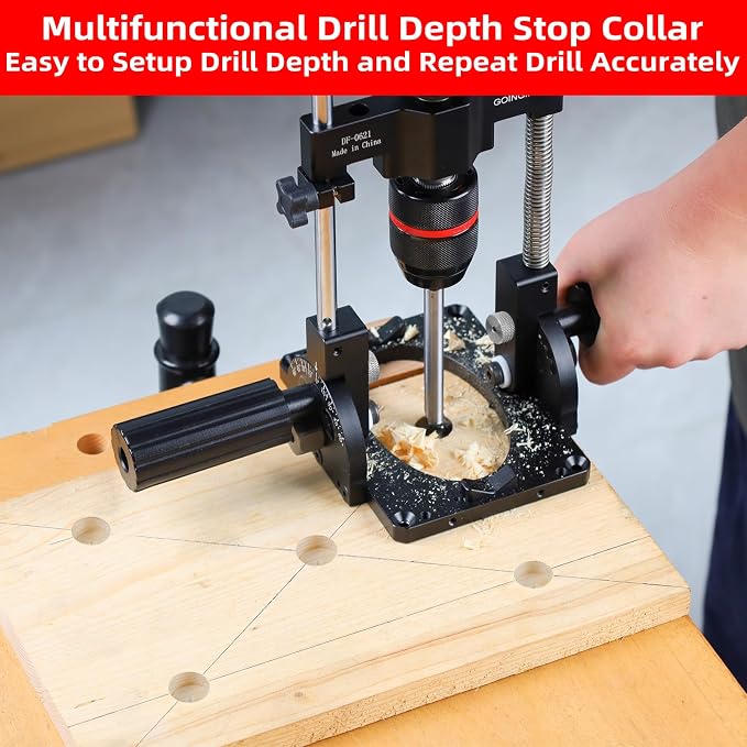 GOINGMAKE Portable Drill Guide with Positive Angle Stops from -60° to 60°, Adjustable Portable Drill Press with 1/2“ Chuck, Precision Drilling Jig Attachment for Drilling Straight and Angle Holes