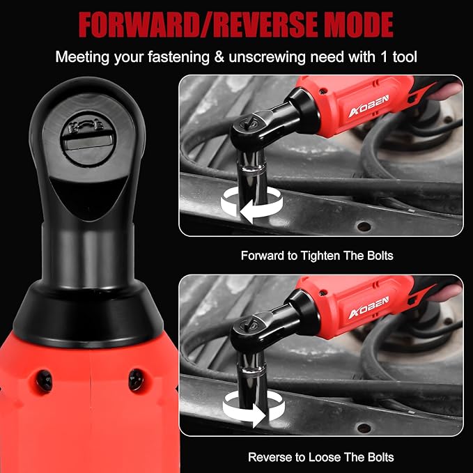 AOBEN 20V 3/8" Cordless Ratchet Wrench Kit, 60 Ft-lbs Brushless Electric Power Ratchet with Variable Speed, 2X2000mAh Lithium-Ion Battery, Charger, 8 Sockets, 1/4" Adaptors, 6" Extension Bar