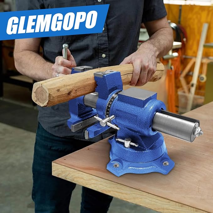 Heavy Duty Bench Vise 4“ Jaw Width and Opening, 360° Swivel Base with Anvil