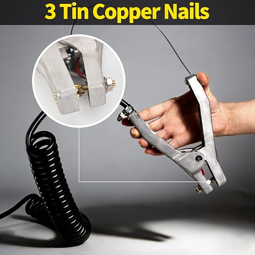Anti-Static Grounding Cable Clamp, Aluminum 16.4ft Coiled Cable Copper Pin