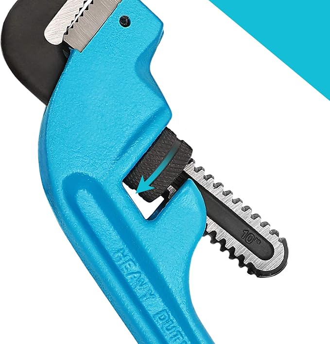 DURATECH 10-Inch Offset Pipe Wrench, Adjustable Plumbing Wrench | Heavy Duty End Pipe Wrench, Cast Iron Handle