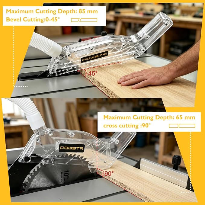 Table Saw with Stand 10-Inch, 15A 5000 RPM Portable Jobsite Table Saw, 0-45° Bevel & 90° Crosscut For 2-9/16" To 3-11/32" Max Cutting Depth, Angle Stop & Push Stick for Woodworking & DIY