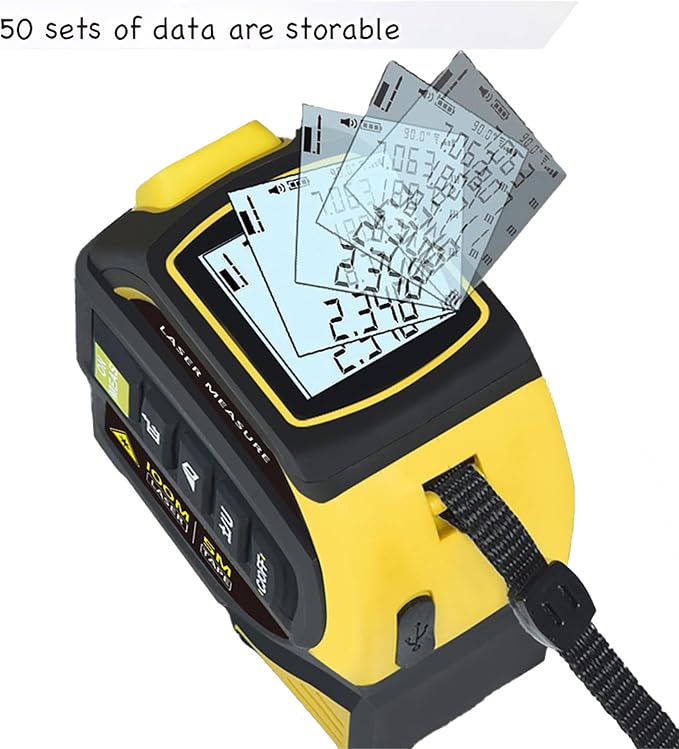 4-in-1 Digital Laser Tape Measure, 16FT Measuring Tape, 328ft Laser Distance Meter, Cross-Line Laser Ruler, Rechargeable, 3000 Uses/Charge, for DIY & Construction