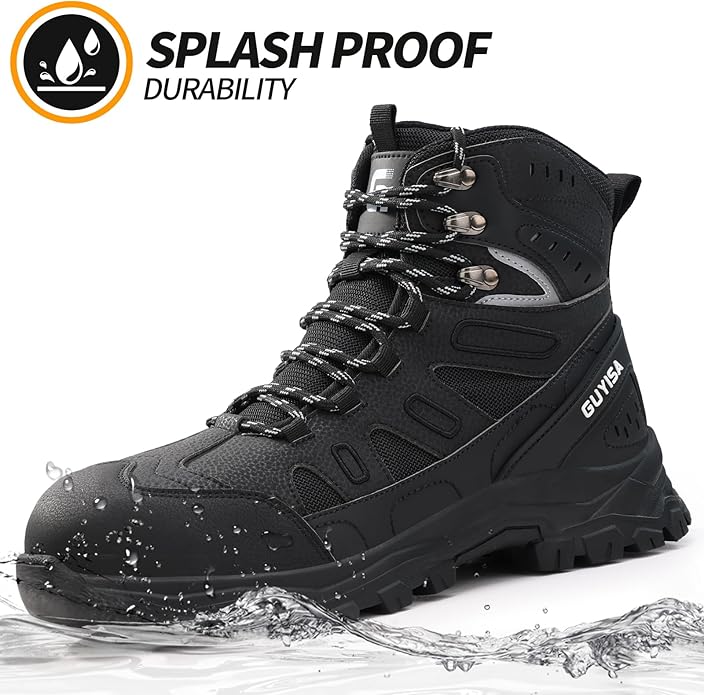 Steel Toe Boots for Men Work Boots for Men Breathable High Top Work Shoes Lightweight Indestructible Safety Shoes Industry Construction Safety Footwear