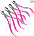 Professional Cuticle Trimmer Nail Cuticle Cutter Stainless Steel Cuticle Nippers with Sharp Blades of Cuticle Remover Clippers Manicure Tools Double Spring - Pedicure Nail Tools (Pink - 4 Pack)