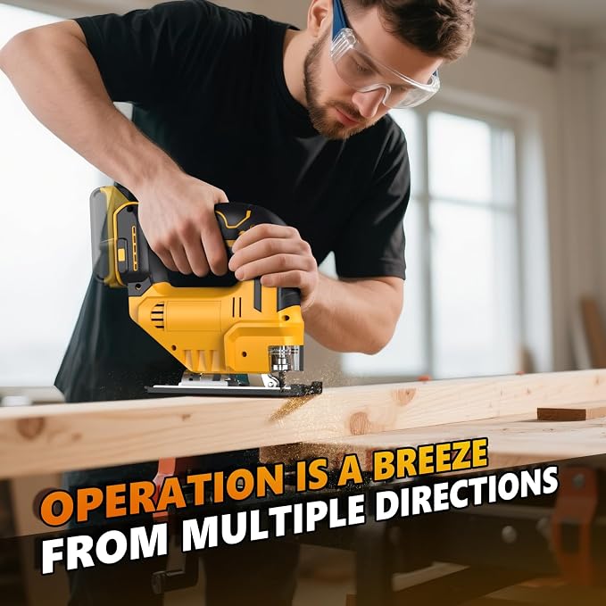 Cordless Jig Saw for Dewalt 20v Max Battery, 3 Orbital Settings, 0°- 45° Bevel Cuts, Brushless Orbital Jigsaw with LED Light for Straight Circle Curve Cutting (No Battery)