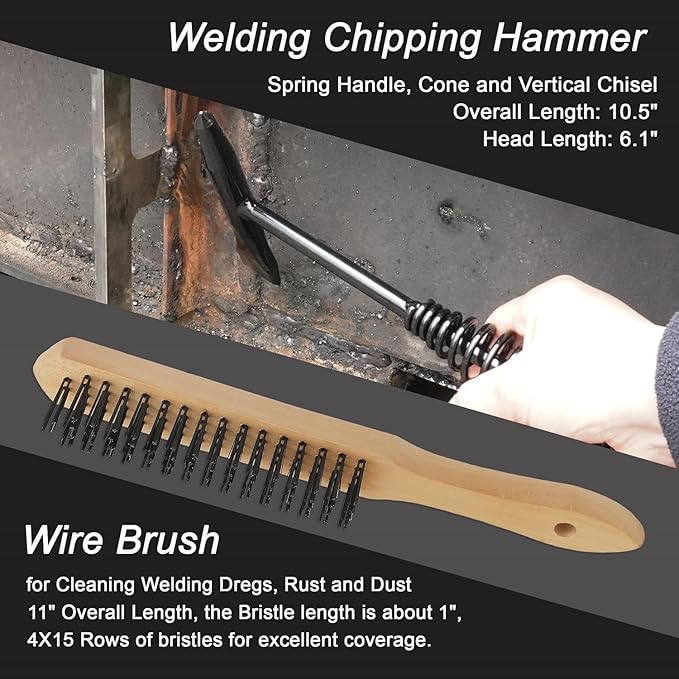 VASTOOLS MIG Welding Tools,10pc,Chipping Hammer,Leather Welding Gloves,Speed Square,Welding Clamp,Soapstone Holder,Welding Magnet,Welpers Pliers,MIG Nozzle Reamer,Wire Brush