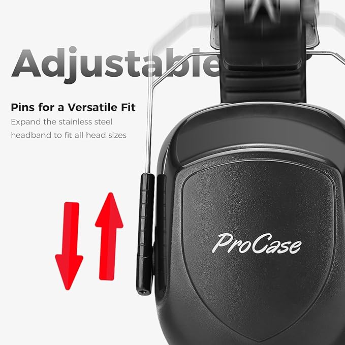 ProCase Noise Reduction Ear Muffs, Sound Proof Ear Protection, NRR 28dB Noise Cancelling Headphones for Adults Kids Autism, Hearing Protection for Mowing -2 Packs, Pink & Black