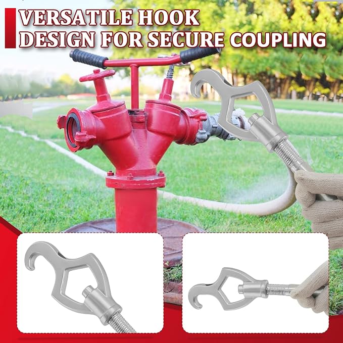 Adjustable Fire Hydrant Wrench Set, 20", 1-1/2" to 3" Jaw Range, 2 Pack | Galvanized Carbon Steel with Adjustable Jaw, Pipe Hook, Teardrop End, Textured Grip and Work Gloves for Field Maintenance