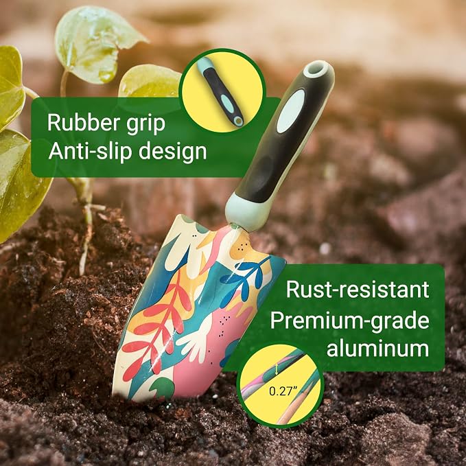 GardenHOME 5-Piece Gardening Tool Kit with Gloves – Durable Floral Garden Tools for Women, Complete Outdoor Garden Set