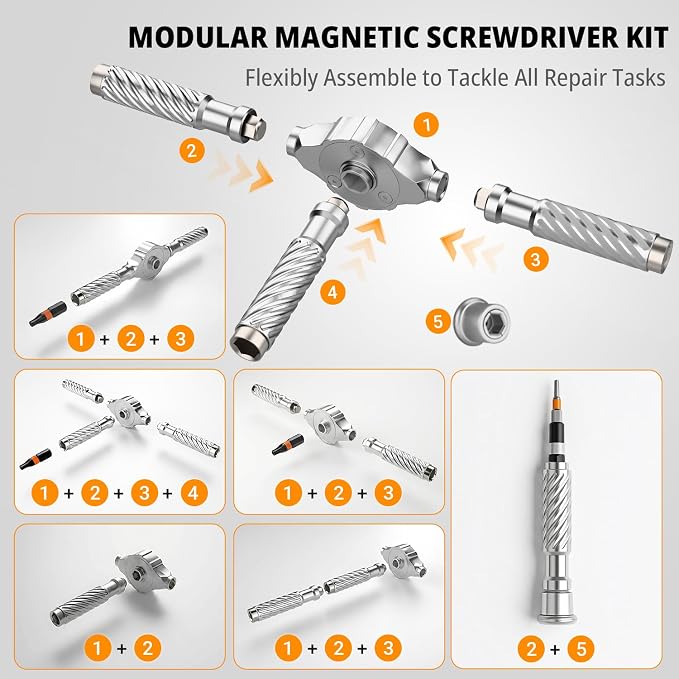 ViviDreamore 100 in1 Magnetic Ratcheting Screwdriver Set, 94 S2 Steel Bits, Storage Case for Computer, Drone, Furniture, Bicycle & DIY, Black