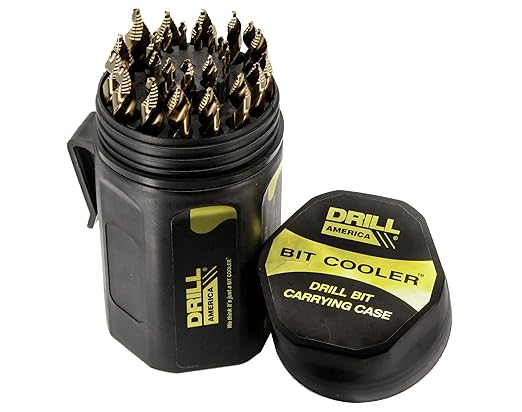 Drill America Stepped Point Cobalt Drill Bit 25 Piece Set in Plastic Case (1.00mm - 13.0mm x .50mm)
