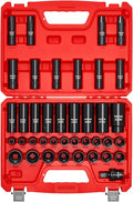 VEVOR 39-Piece Impact Socket Set 1/2" Drive, Metric (9 to 30 mm) Size, Deep & Shallow, 6-Point, CR-V, Universal Joint, Heavy Duty Carrying Case
