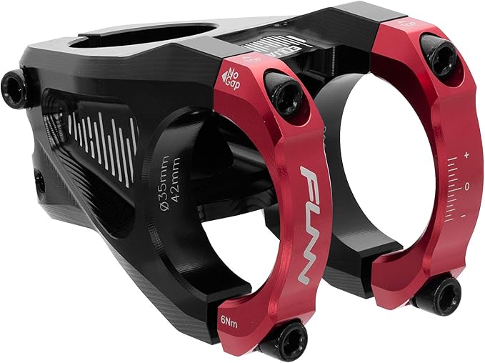 FUNN Equalizer Bike Stem with 10mm Drop or Rise, 35mm Bar Clamp (Length 42mm, Red)