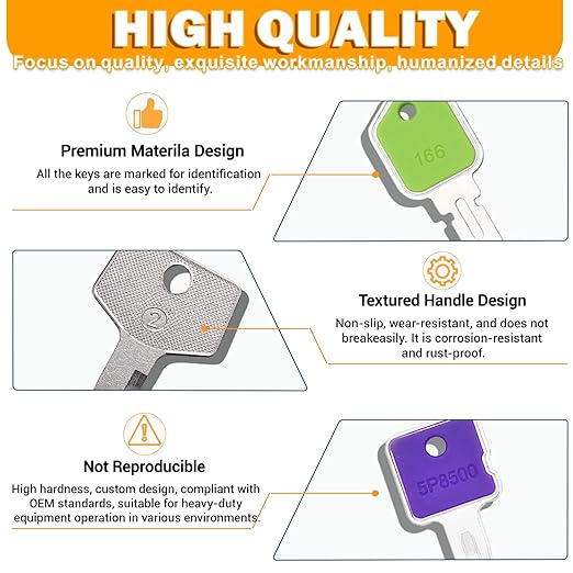 39 Full Range Heavy Equipment Keys-Construction Master Ignition Keys for Homeowners Genie JLG CAT Caterpillar Volvo JCB JD H800 Bobcat Terex Hyster Komatsu 787 Indak Kubota Holland Excavator