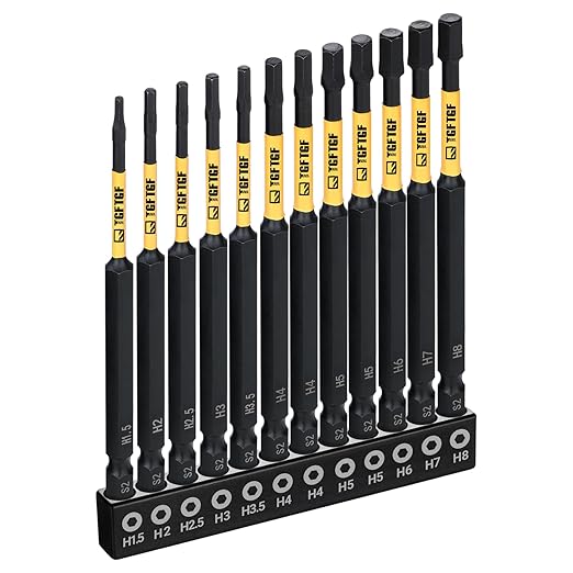 TGFTGF Impact Hex Head Allen Wrench Drill Bit Set, 12PCS, 4-Inch (Metric), Premium S2 Steel 1/4” Hex-Shank Hex Bit Set, CNC Machined Magnetic Screwdriver Bit Set, Storage Box, for Automotive Home DIY