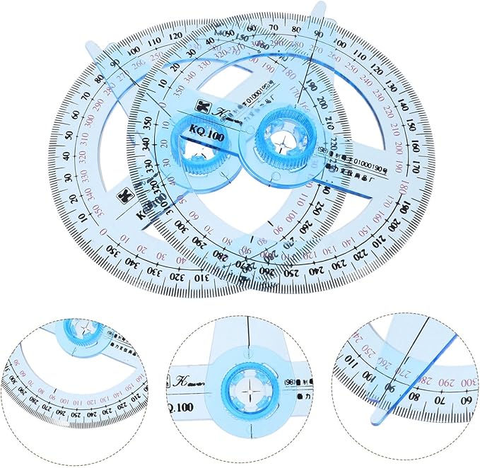 2Pcs Circle Protractor Drafting Tools Protractor Measuring Tool 360-degree Math Geometry Set for Classroom